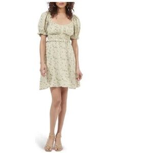 Astr Green Ruched Smocked Mini Dress